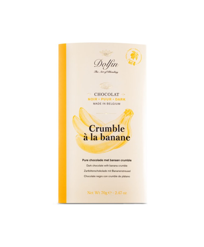 Tablette de chocolat noir "crumble à la banane" DOLFIN