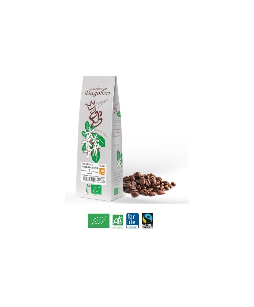 Café bio pur arabica mélange "globe-trotteur" 250g grains DAGOBERT