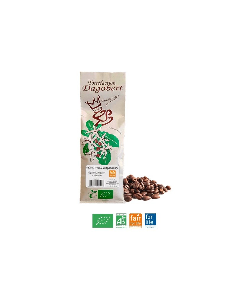 Café bio pur arabica "Mélange sélection Dagobert" 250g grains DAGOBERT