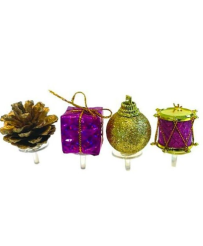 4 décors à piquer pour bûches "violet et or PATIS DECOR