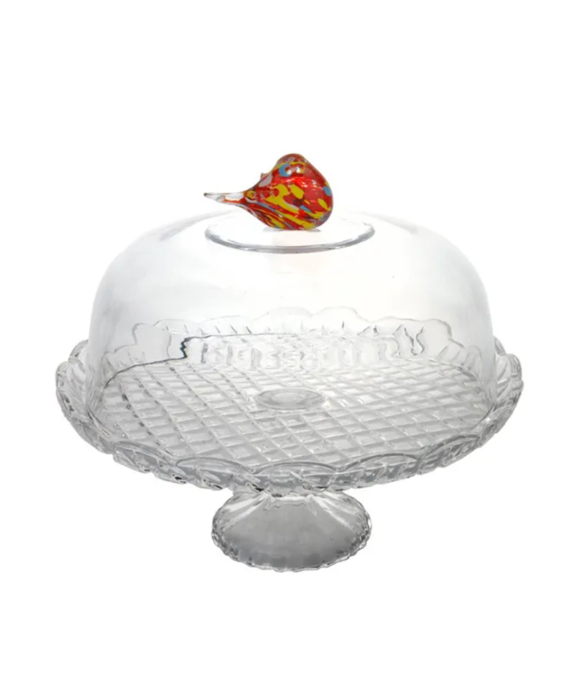 Cloche sur pied oiseau en verre TABLE PASSION