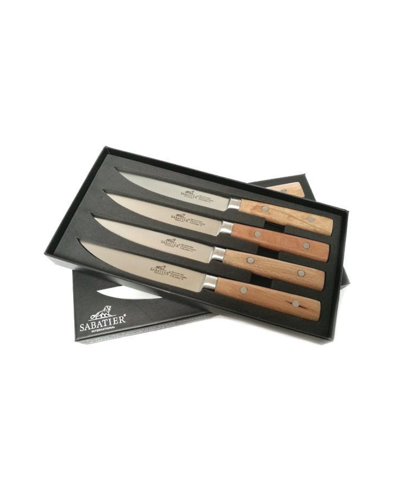 Coffret de 4 couteaux GAUCHO Acier Inox manche frêne SABATIER