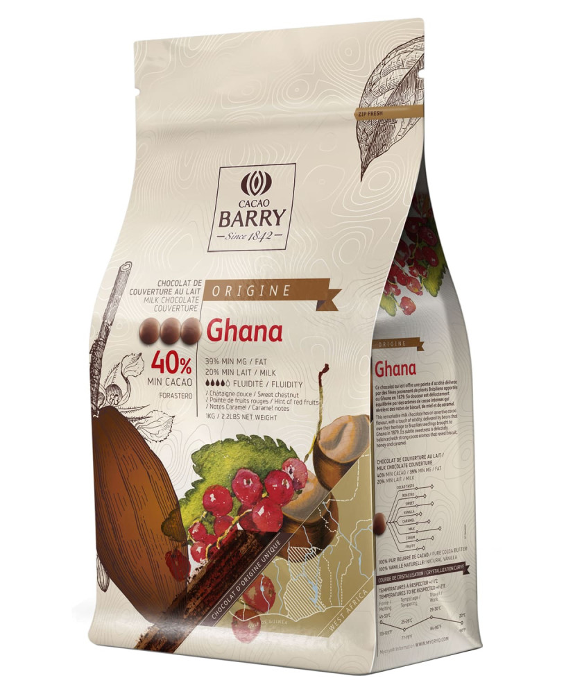 Chocolat lait Ghana 40% 1kg BARRY Chocolat lait Ghana 40% 1kg BARRY