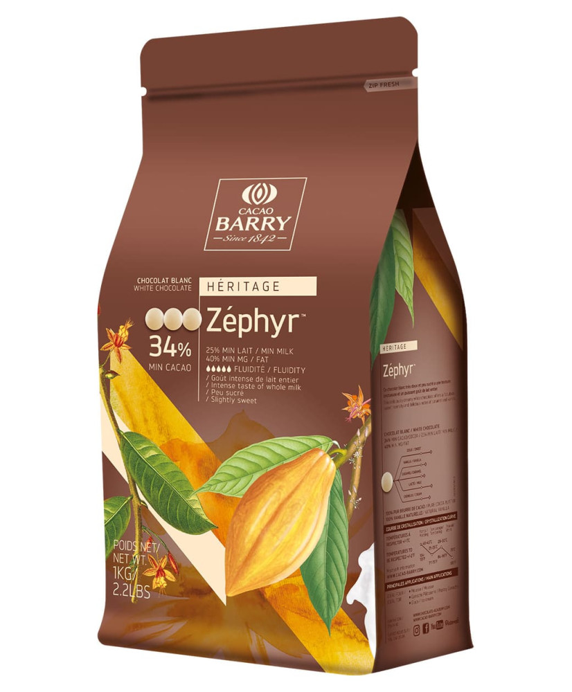 Chocolat blanc Zéphyr 34% 1kg Cacao Barry