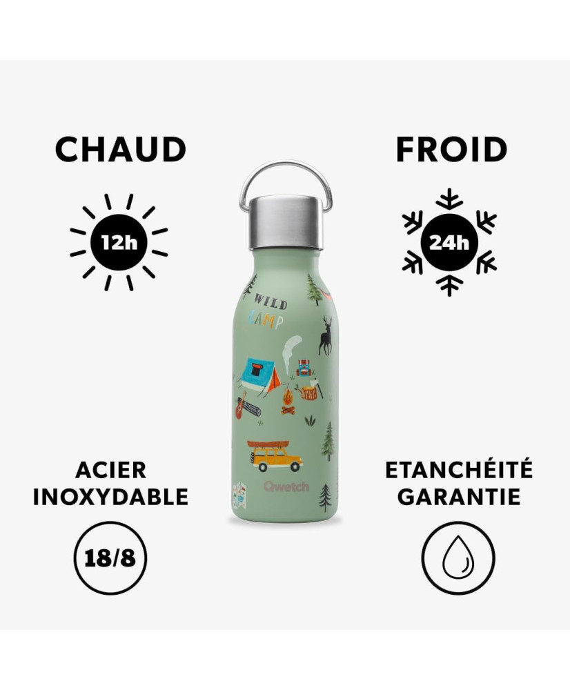 QWETCH - Gourde Enfant Isotherme 350ml - Kids Yosemite Tilleul