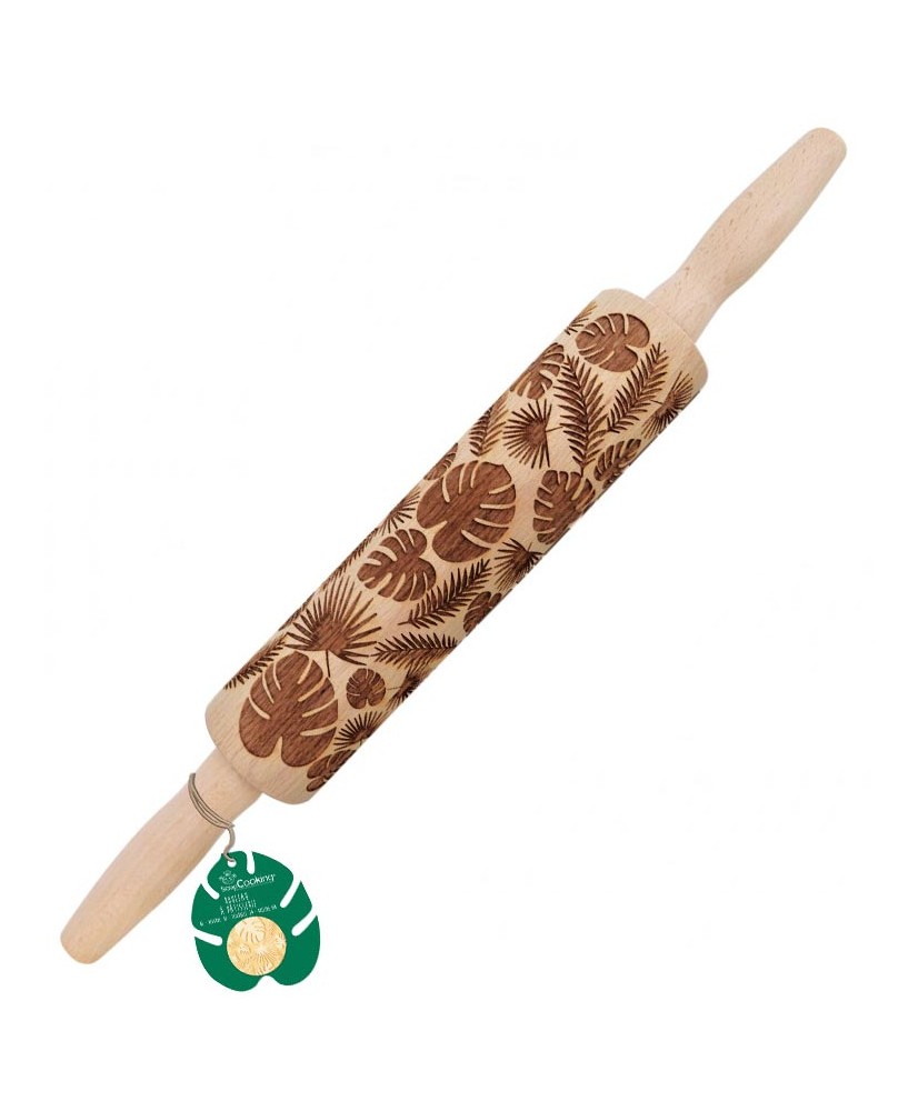 Rouleau bois "feuille tropicale" 39cm SCRAPCOOKING