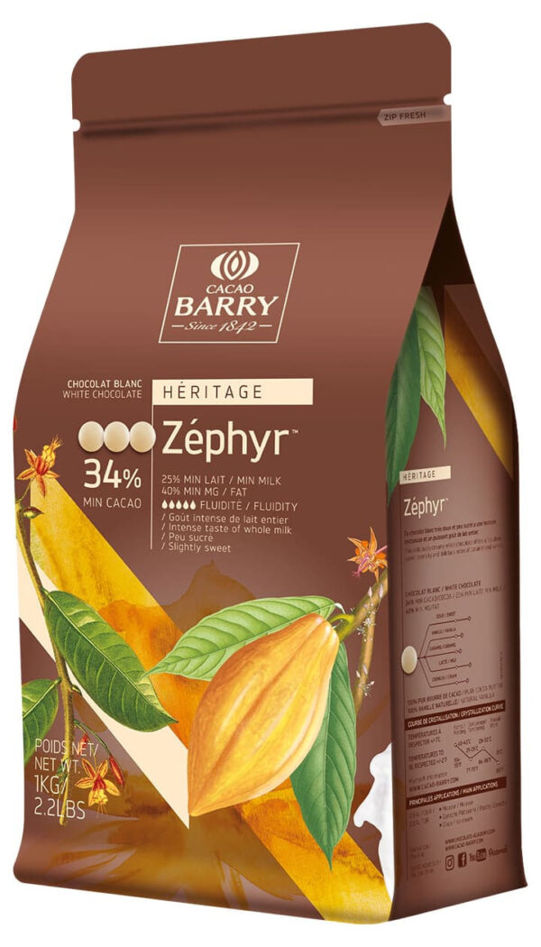 Chocolat blanc Zéphyr 34% 1kg Cacao Barry