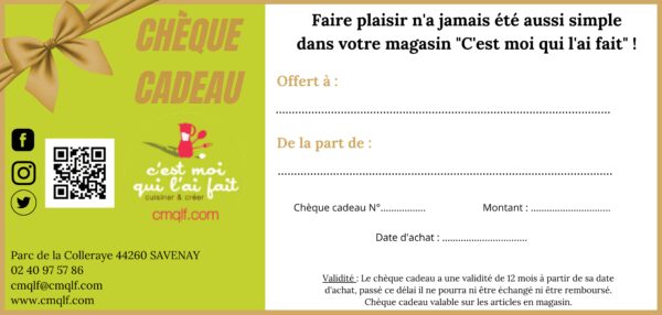 Chèque cadeau CMQLF choisir votre montant :