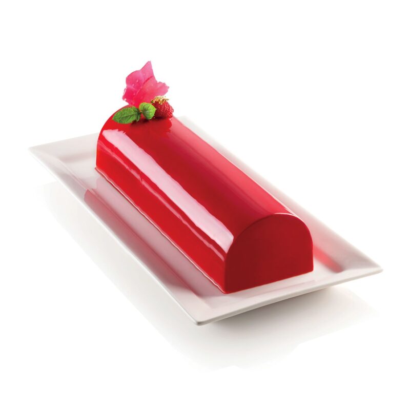 Moule à bûche simple Silikomart en silicone platine, dimensions 25 × 9 × 7 cm, capacité 1,3 L, idéal pour réaliser des bûches de Noël et entremets glacés