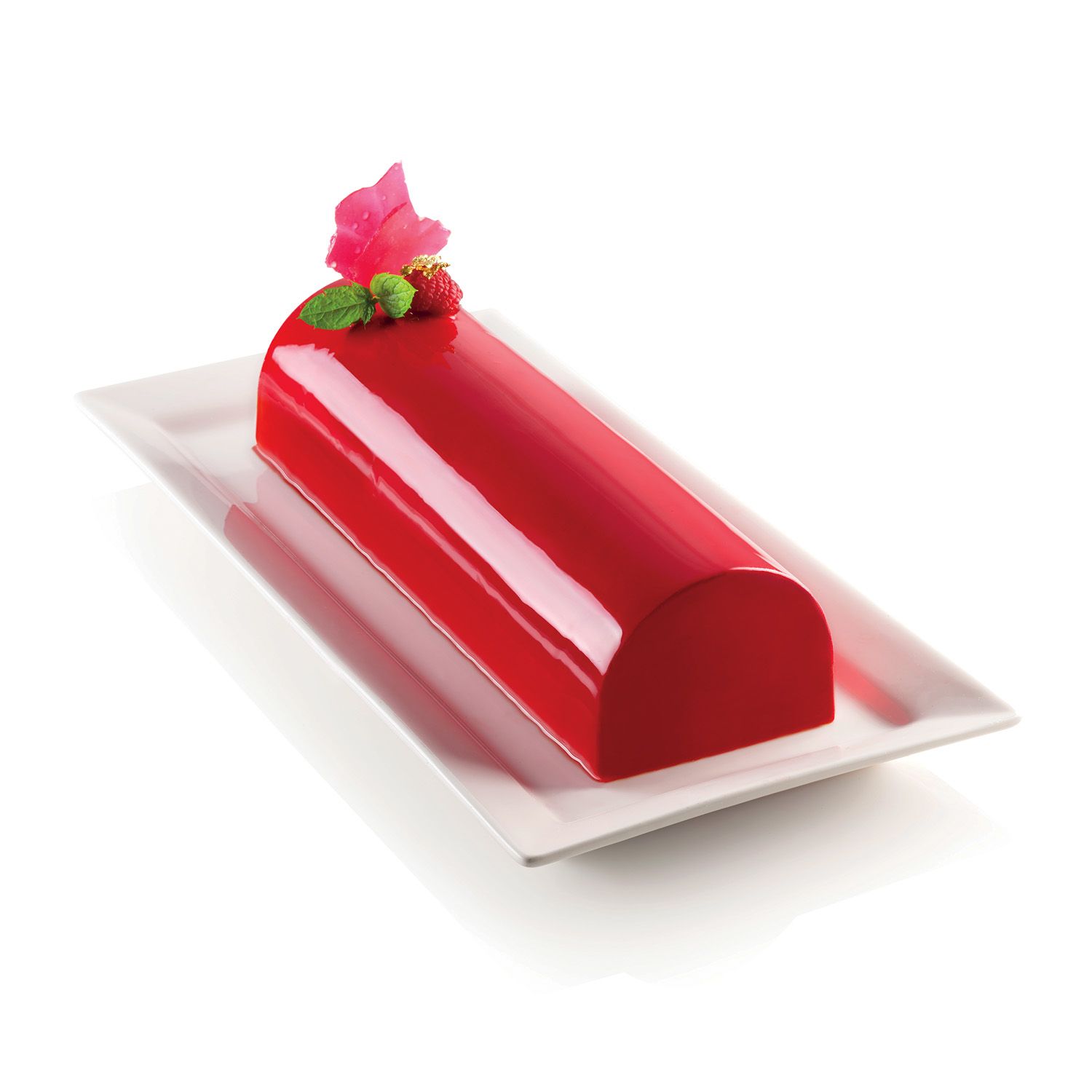 Moule à bûche - SILIKOMART Moule à bûche simple Silikomart en silicone platine, dimensions 25 × 9 × 7 cm, capacité 1,3 L, idéal pour réaliser des bûches de Noël et entremets glacés