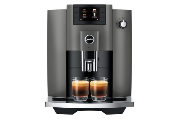 Machine à café à grain Jura E6 – broyeur expresso avec écran couleur, moulin Aroma G3 et percolation 3D, design élégant noir ou platine