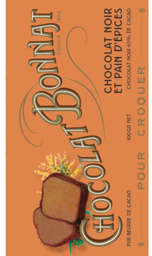Tablette de chocolat noir 65% et pain d'épices - BONNAT