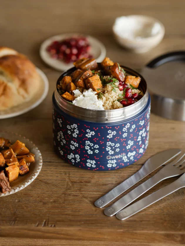 Boîte repas isotherme avec poignée Hanami bleu 650ml - QWETCH lunch box