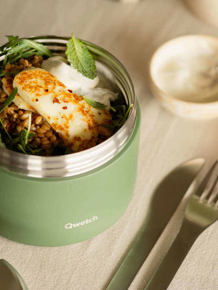 Boîte repas isotherme avec poignée Granite kaki 850ml - QWETCH