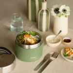 Boîte repas isotherme avec poignée Granite kaki 850ml - QWETCH lunch box