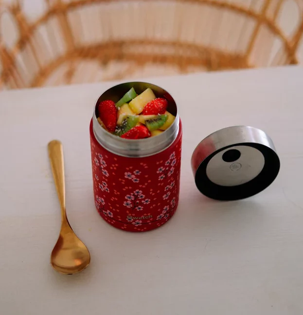 Boîte repas isotherme avec poignée Hanami rouge 600ml - QWETCH lunch box
