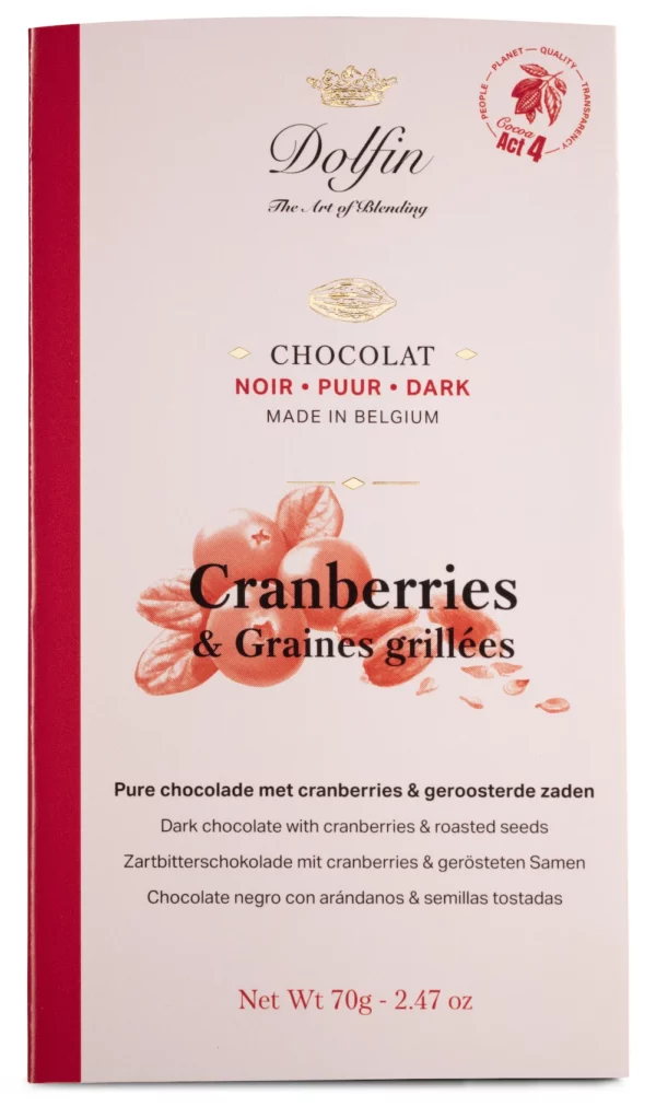 Tablette de chocolat noir cranberries - DOLFIN