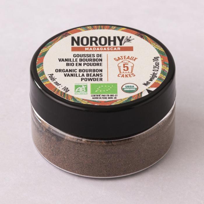 Gousses de vanille Bourbon bio en poudre 10 g - NOROHY