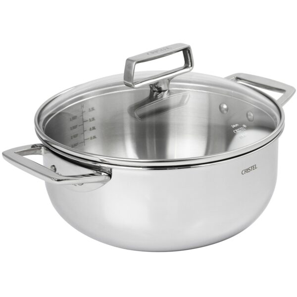 Faitout inox et couvercle en verre Castel'Pro - CRISTEL