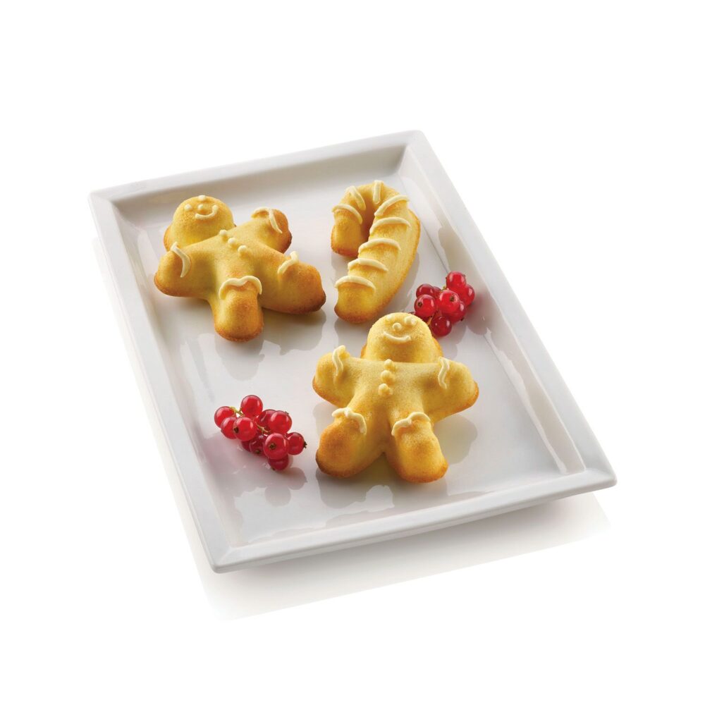 Moule silicone Gingerbread man - SILIKOMART Moule silicone Silikomart « Gingerbread Man » 6 cavités – bonhommes pain d’épices & canes, silicone platinum haute qualité, compatible four et congélateur.