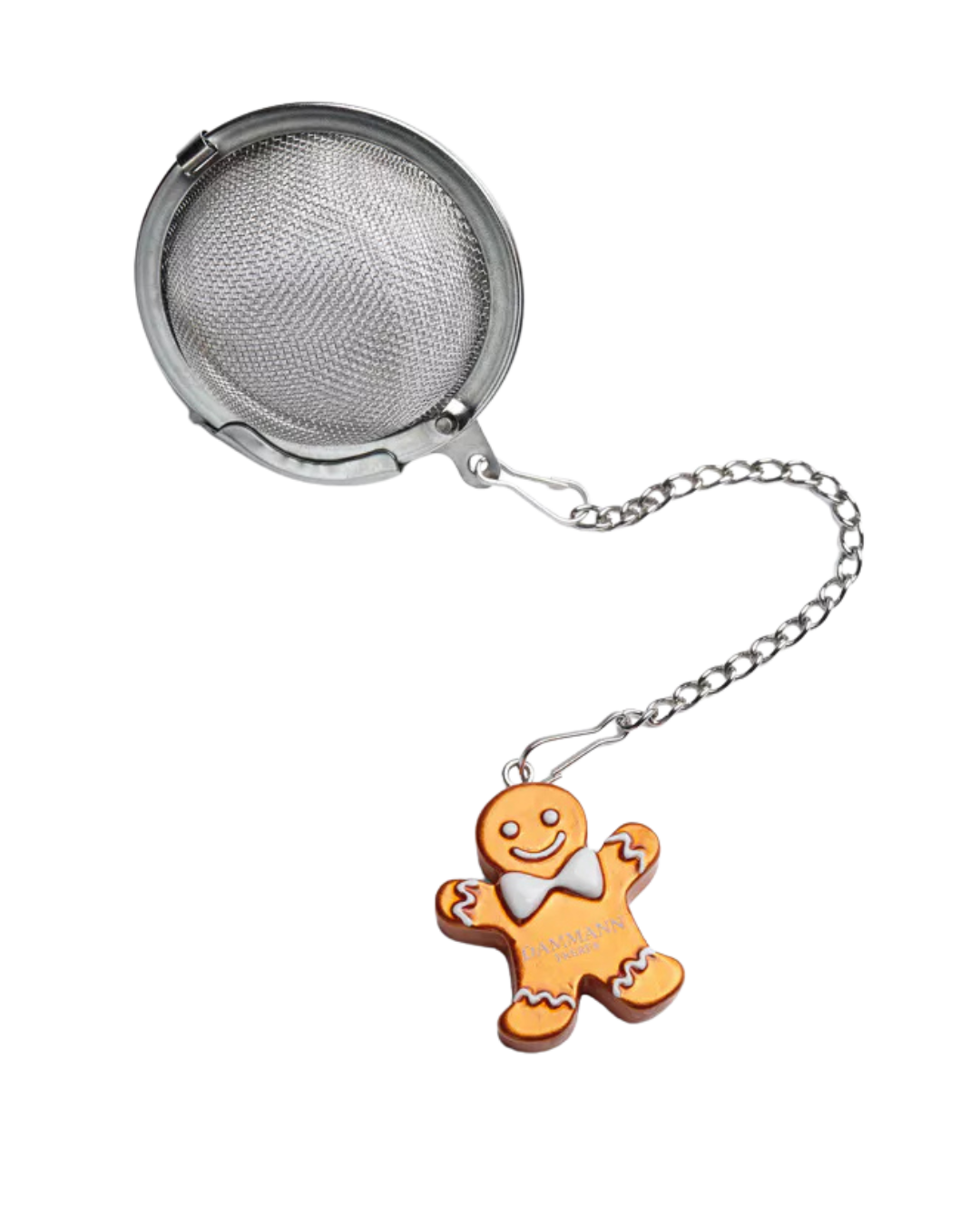 Boule-a-The-Gingerbread-Bonhomme-Pain-d-epices Infuseur boule “Gingerbread” Dammann – boule inox perforée avec chaînette terminée par un charm “pain d’épices”