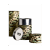 Boîte à thé Mousson Dammann Frères en papier washi noir, décorée de motifs végétaux, double couvercle pour une conservation optimale.