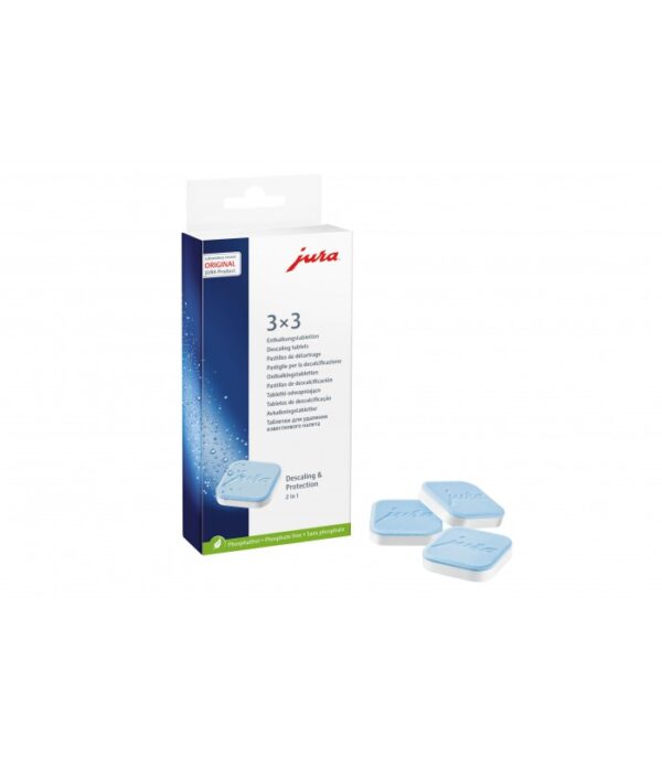 Tablettes de détartrage 2 phases Jura – boîte de tablettes anti-calcaire pour machines à café automatiques, nettoyage et protection sans phosphates