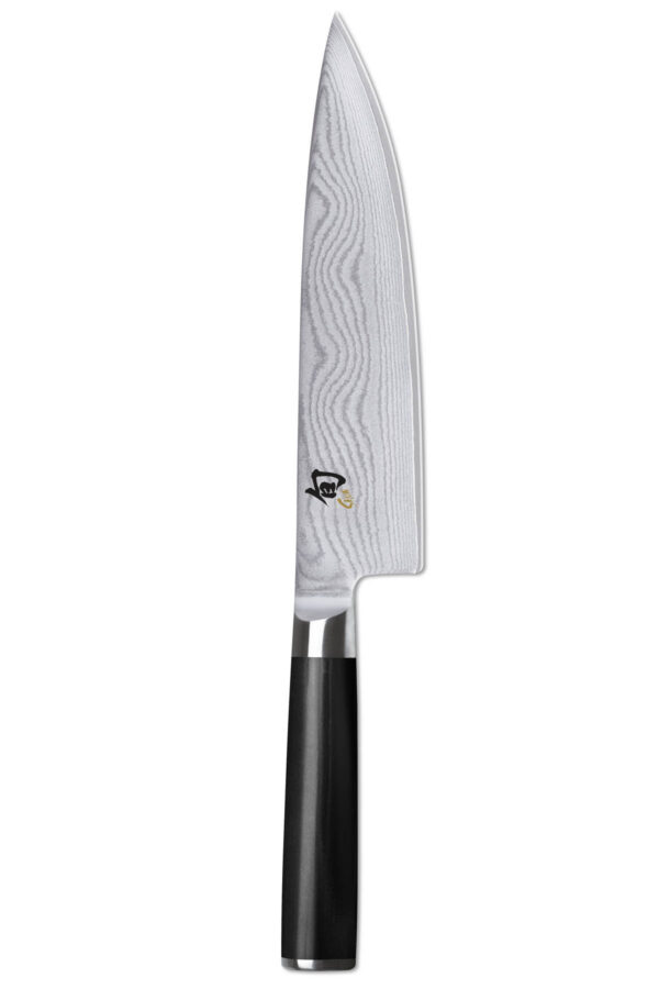 Couteau de chef KAI Shun Classic 20 cm, lame damassée 32 couches avec cœur VGMAX et manche ergonomique en pakka, fabriqué au Japon.