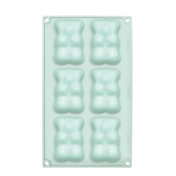 Moule en silicone Scrapcooking avec 6 empreintes oursons pour guimauves et chocolats maison.