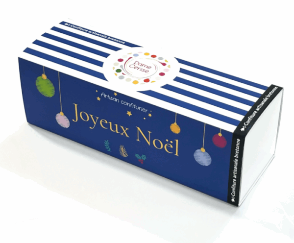 Coffret de Noël Dame Cerise – 3 pots de confiture artisanale bretonne, saveurs authentiques et gourmandes, parfait pour cadeau ou dégustation festive.