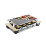 Appareil à raclette Lagrange Pierre Élégance – plaque en pierre naturelle et design bois-inox sur table conviviale