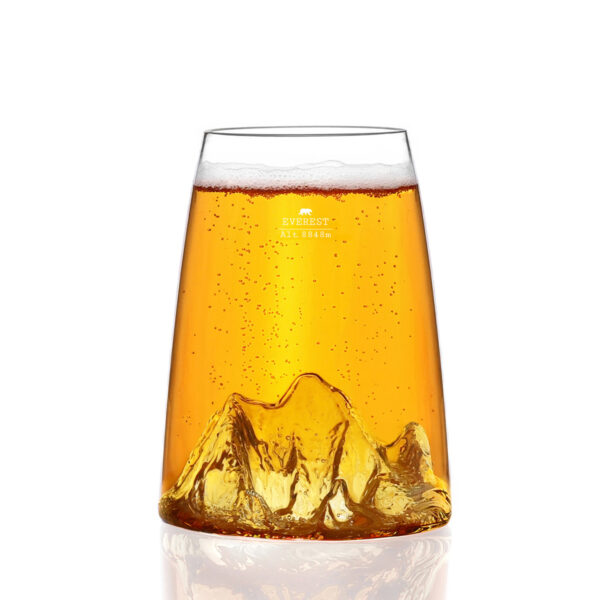 Verre design TOPOGRAPHIC Everest : fond en relief du Mont Everest, effet visuel unique, parfait comme idée cadeau pour homme amateur de whisky ou design.