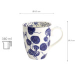 Set de 4 mugs en porcelaine Tokyo Design Studio Flora Japonica 380 ml avec motifs floraux bleu et blanc et boîte cadeau.
