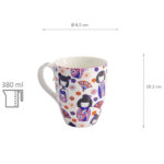 Mug kawaii Kokeshi Tokyo Design Studio Mug kawaii Kokeshi Tokyo Design Studio 380 ml en céramique avec boîte cadeau – design japonais mignon violet et blanc.