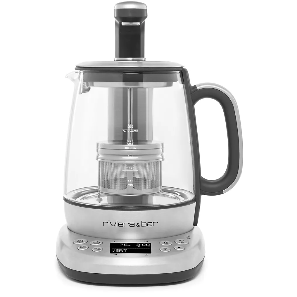 Théière électrique RIVIERA ET BAR BTA850 Cha Dao Expert en inox avec fonction bouilloire et infuseur.