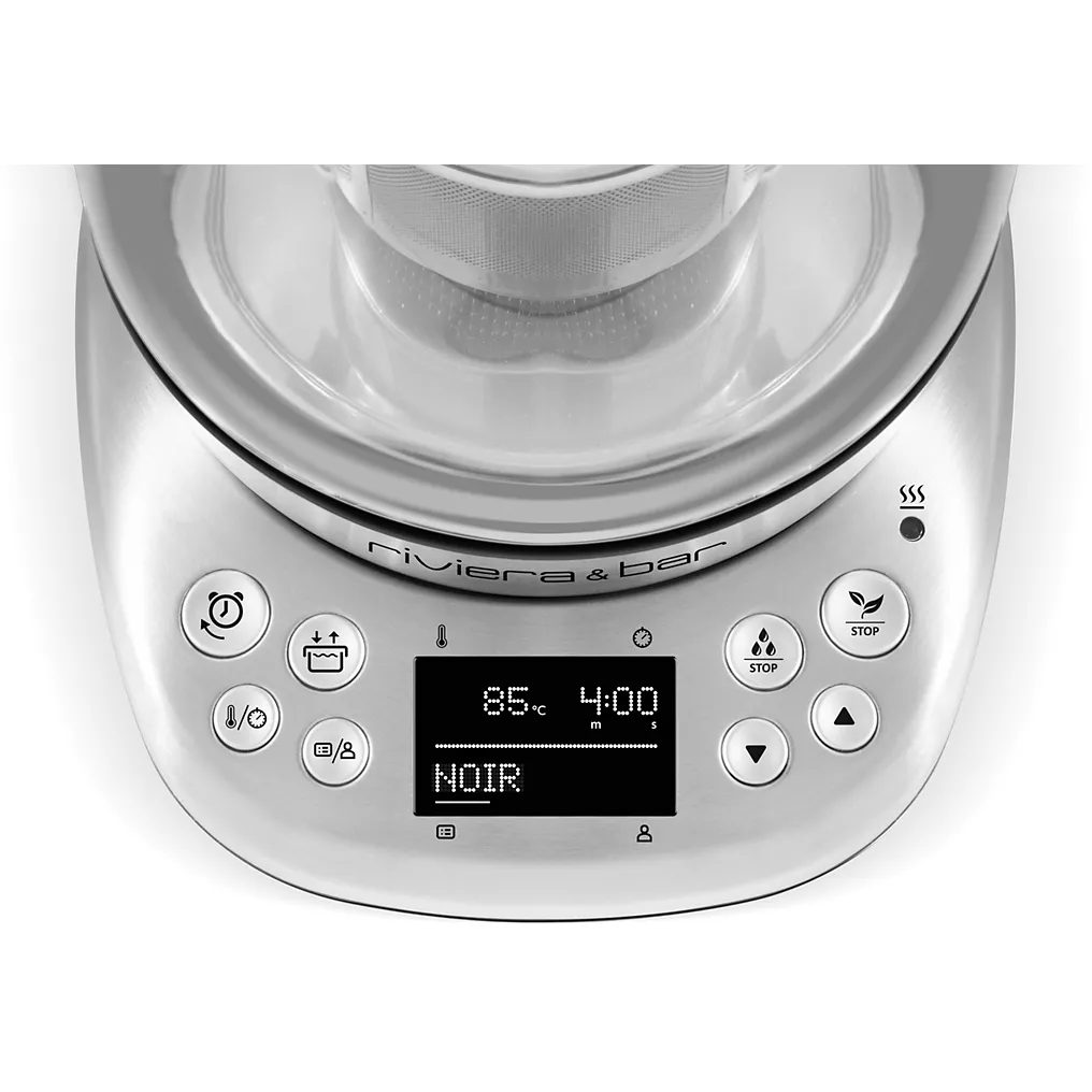 Théière électrique RIVIERA ET BAR BTA850 Cha Dao Expert en inox avec fonction bouilloire et infuseur.