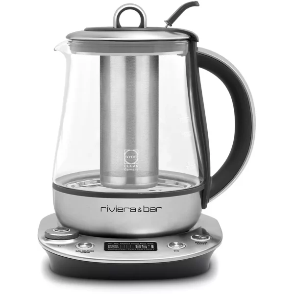 Théière électrique RIVIERA ET BAR BTH690 sencha zen inox – capacité 1,20 L avec programmes d’infusion.