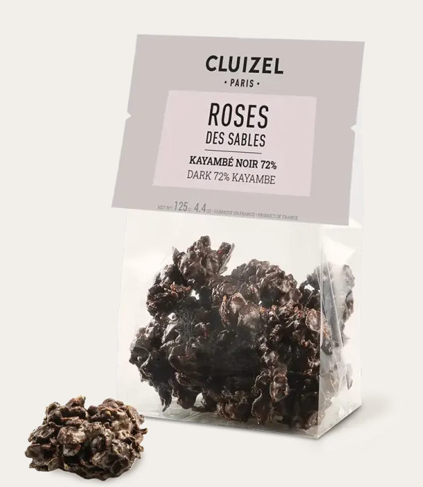 Sachet de Roses des Sables Kayambé au chocolat noir 72 % délicatement croustillant – Cluizel.
