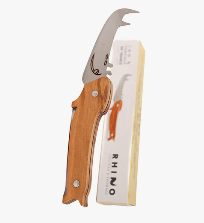 Capture d'écran 2025-12-24 115508 Couteau à fromage Rhino – Roger Orfèvre : couteau chic et pratique à lame inox et manche en bois d’olivier, idéal pour découper et servir tous types de fromages avec style.