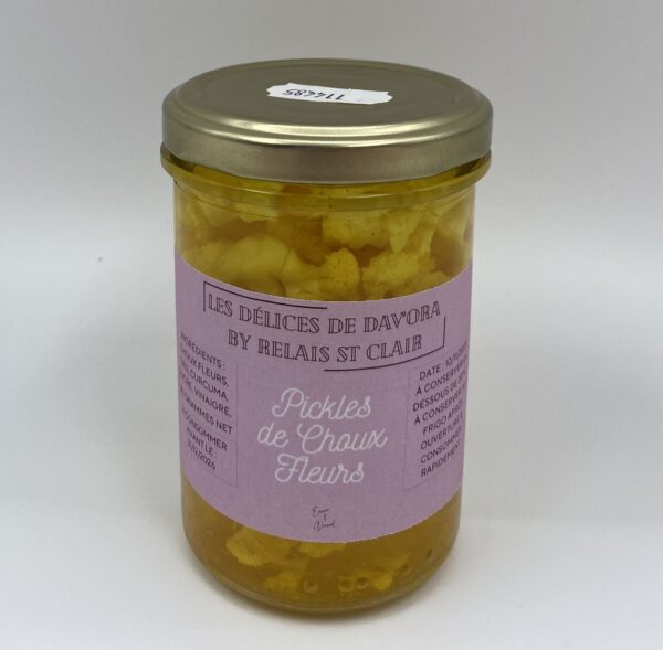 Pickles de chou-fleur artisanaux Les Délices de Dav’Ora by Relais St Clair – bocal de 80 g au curcuma, condiment savoureux