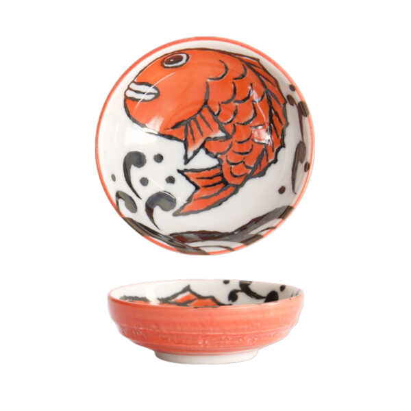 Tokyo Design Studio bol à sauce Seafood poisson rouge 150 ml en porcelaine japonaise, pour sauces, trempettes et condiments.