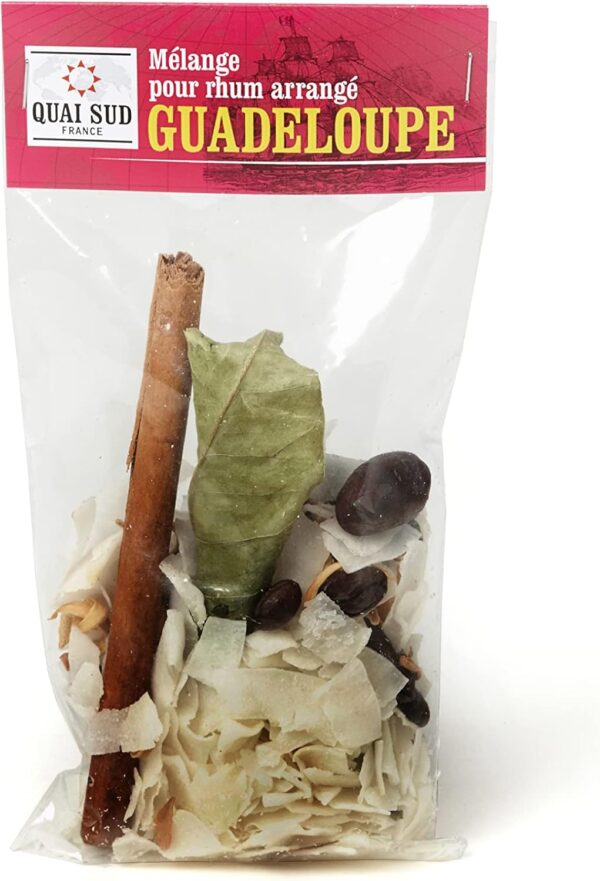 Sachet Mélange pour rhum arrangé Guadeloupe QUAI SUD 20g aux notes de coco, cacao et fleur d’oranger.