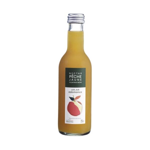 Pack de 12 bouteilles de Nectar de Pêche Jaune 25 cl – jus fruité et pulpeux en bouteille en verre.