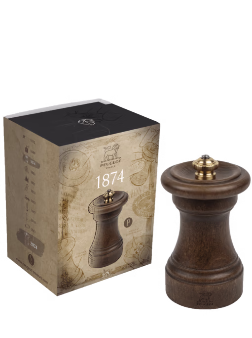 Moulin à poivre Peugeot 1874 en bois patiné 10 cm style vintage