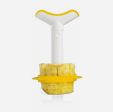 Coupe-ananas Vacu Vin 4-en-1 avec système rotatif pour éplucher, trancher et découper l’ananas en morceaux facilement