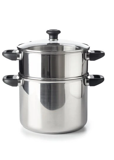 Couscoussier BEKA Polo 24 cm en acier inoxydable 18/10 avec insert vapeur et couvercle en verre, compatible induction