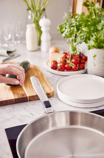 Poignée amovible inox BEKA Revolution ClickFix pour casseroles et poêles Evolution, manche détachable