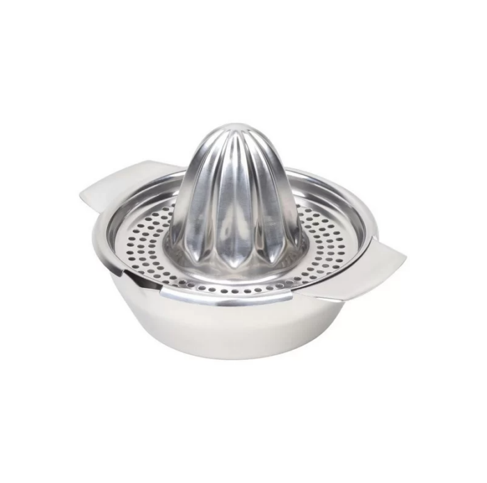 Presse-agrumes inox 450 ml Chevalier Diffusion avec double bec verseur et réservoir – extraction jus d’agrumes maison.