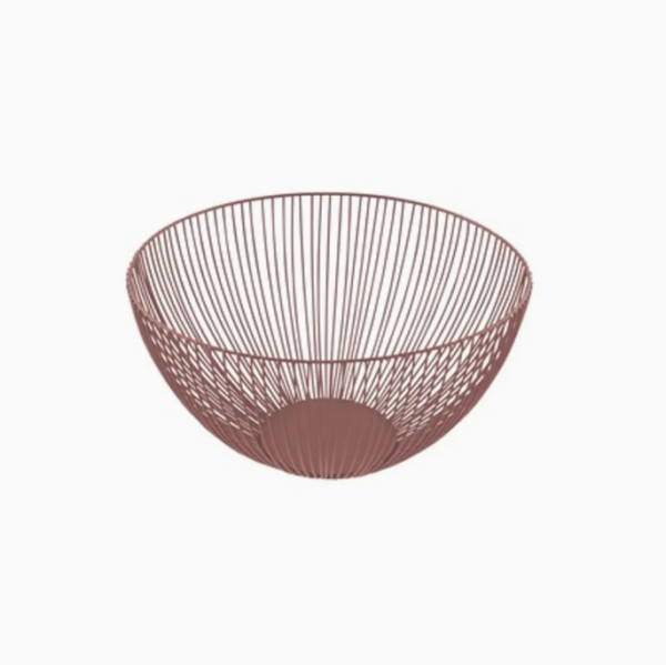 Corbeille à fruits wire Point Virgule 25 cm vieux rose en acier design moderne ajouré pour cuisine et table