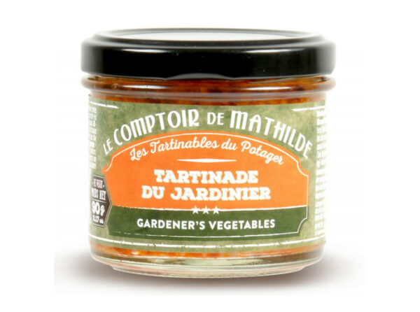 Pot de tartinade du jardinier 90 g avec artichauts, tomates séchées et basilic.
